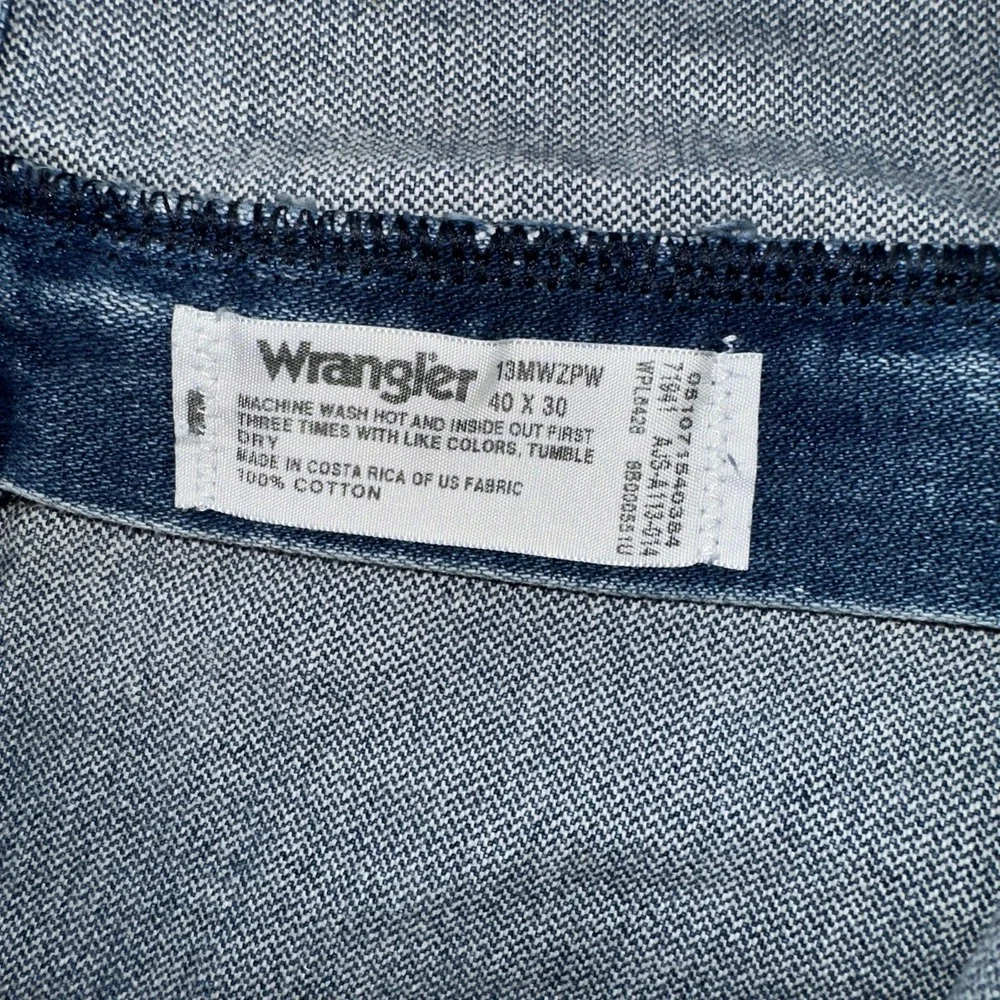 Wrangler 13MWZPW Cowboy Cut Jeans 40x30 Blue Medium Wash Straight Leg Denim - Picture 3 of 6